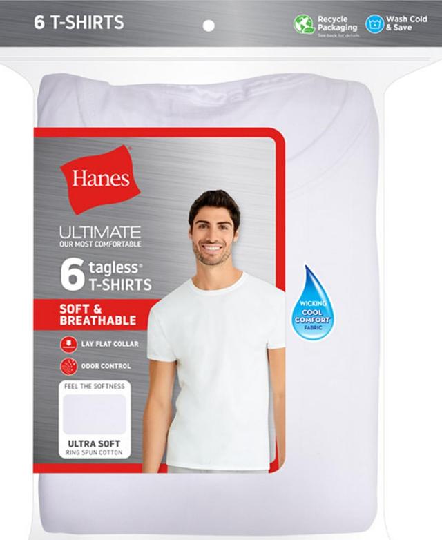 Mens Hanes Ultimate 6-pack ComfortSoft Crew Tees Product Image