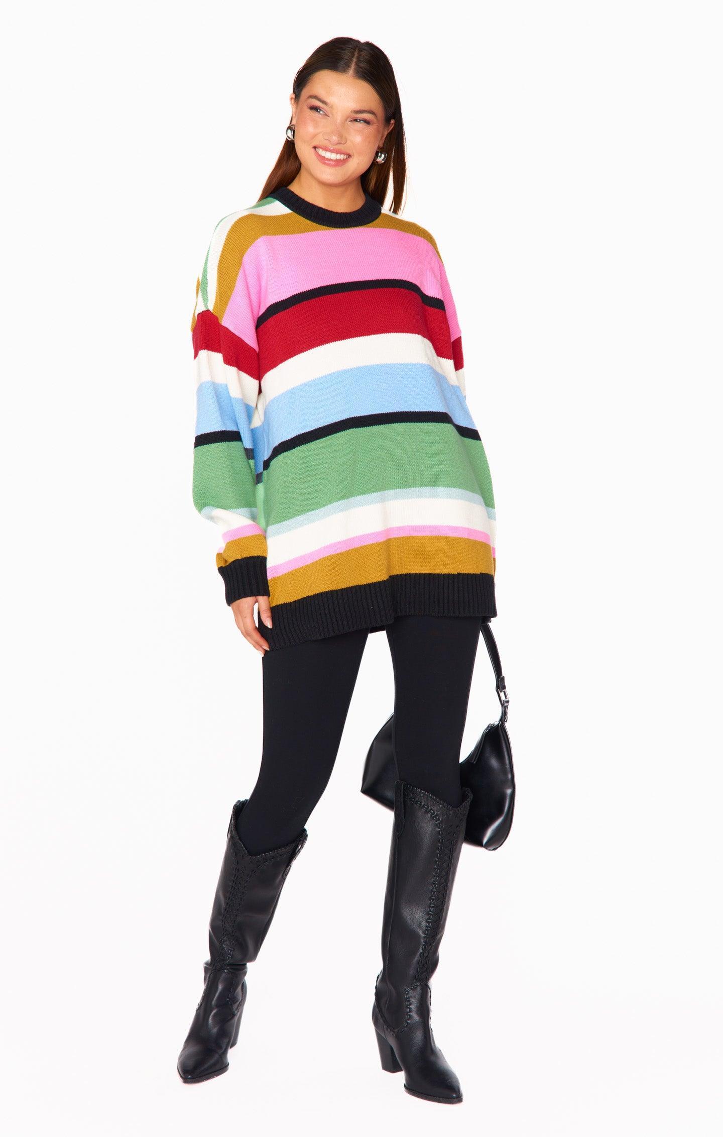 Ember Tunic Sweater ~ Multi Stripe Knit Product Image