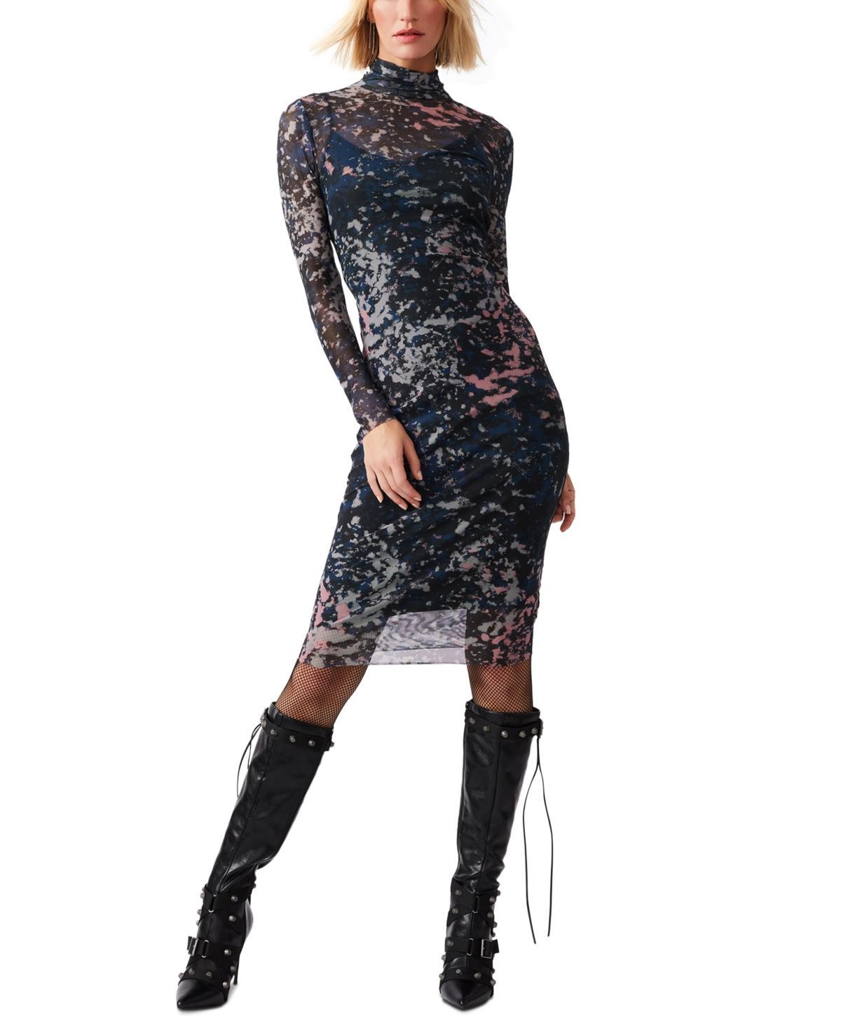 Steve Madden Vivienne Long Sleeve Mesh Midi Dress Product Image