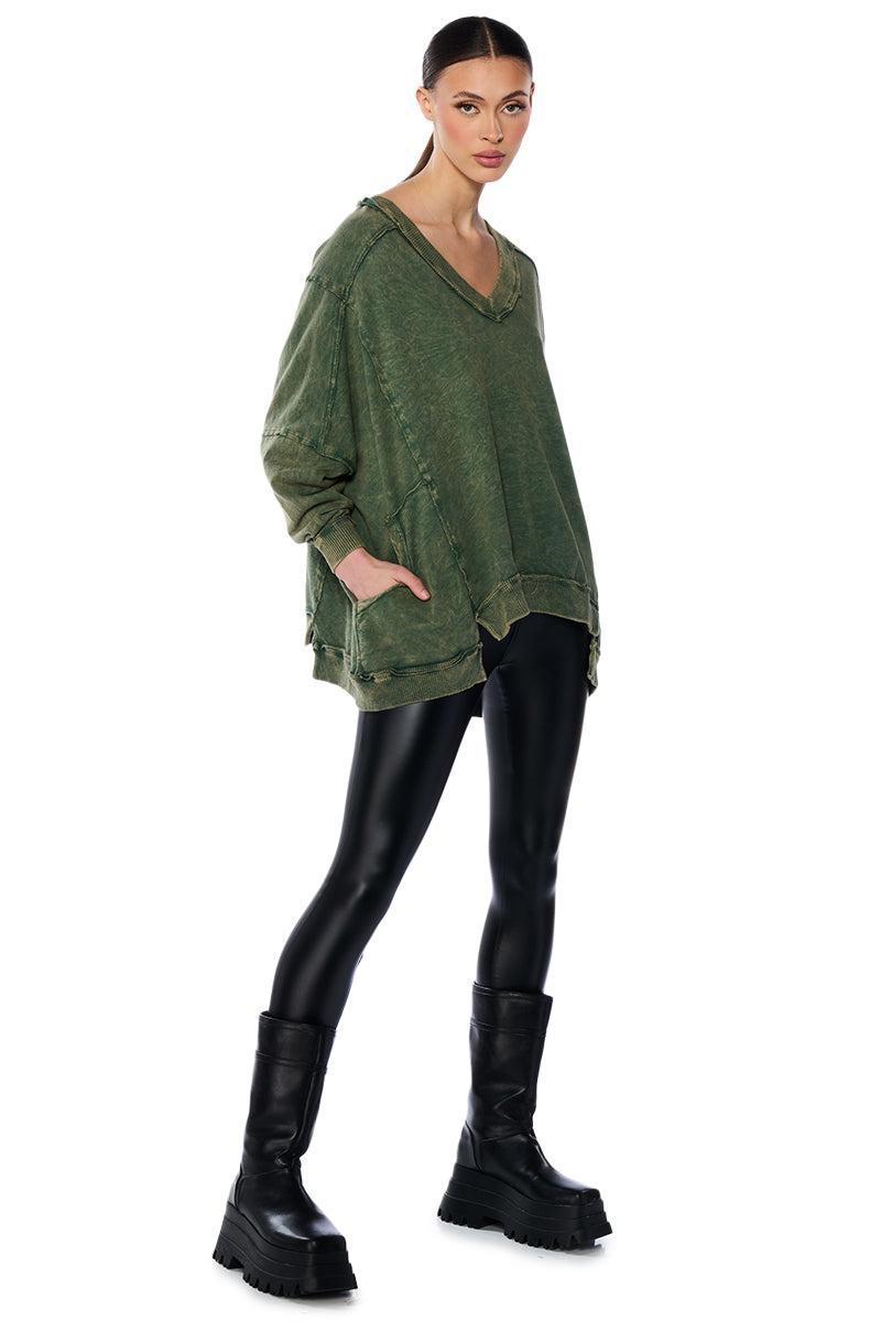 ARIA OVERSIZED V NECK SWEATSHIRT Product Image