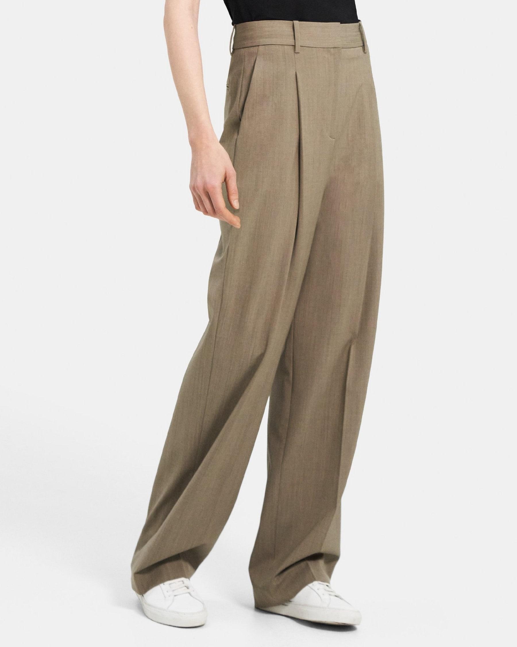 Pleated Wide-Leg Pant in Stretch Wool Product Image