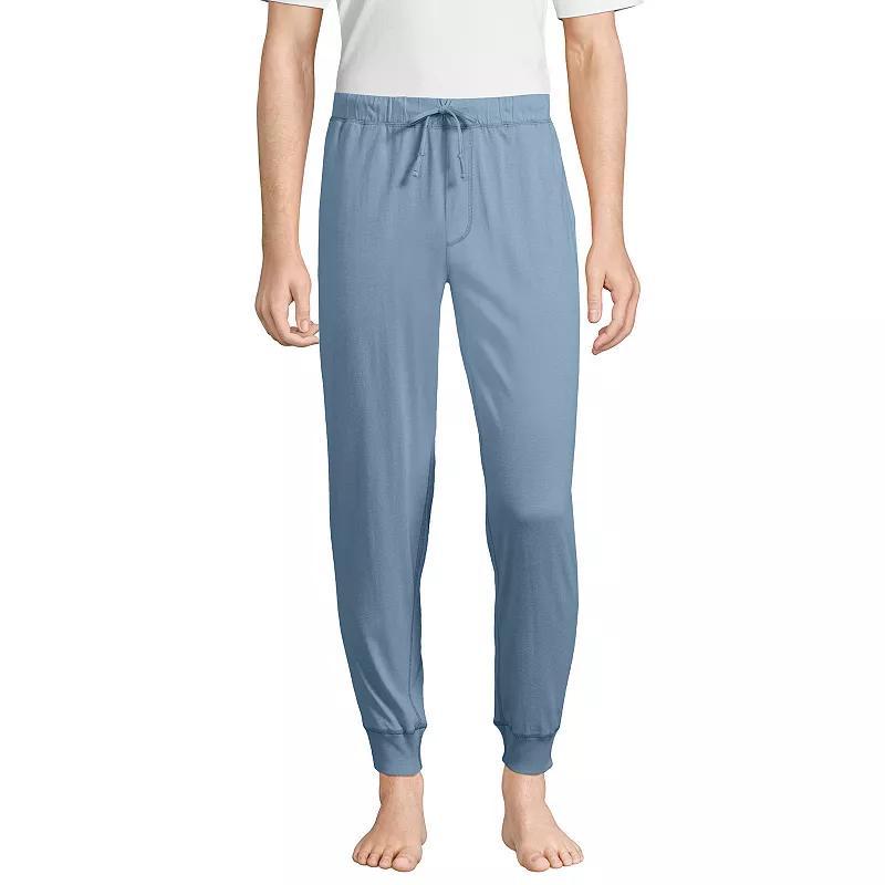 Mens Lands End Knit Jersey Joggers Pale Grey Blue Product Image