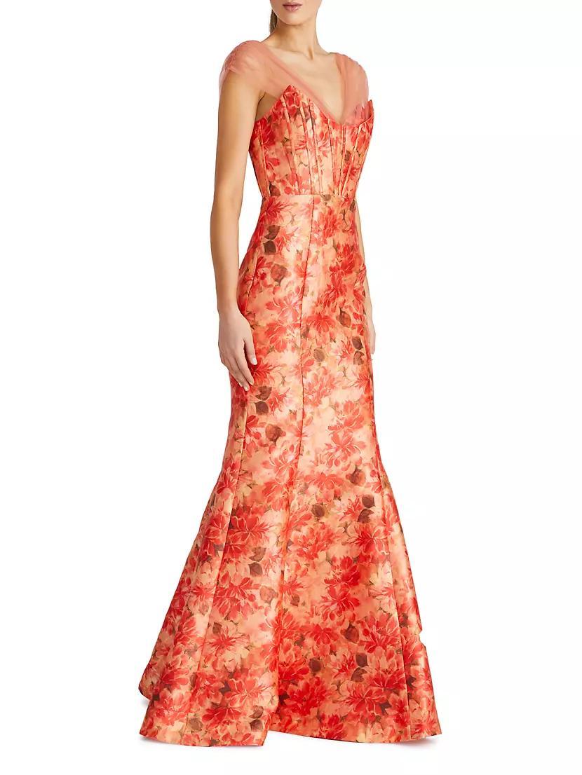 Lowen Floral Mikado Satin Mermaid Gown Product Image