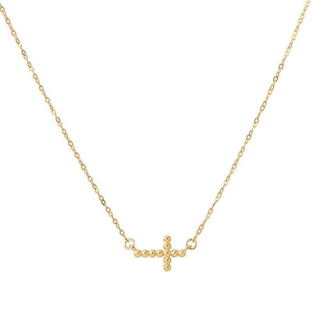 Everlasting Gold 10k Gold Beaded Sideways Cross Necklace, Womens Product Image