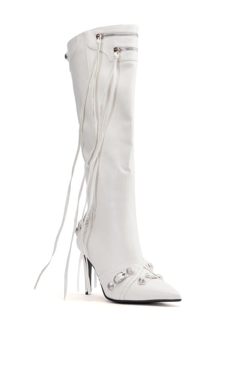 AZALEA WANG JUST FOR YOU STILETTO BOOT IN WHITE Product Image