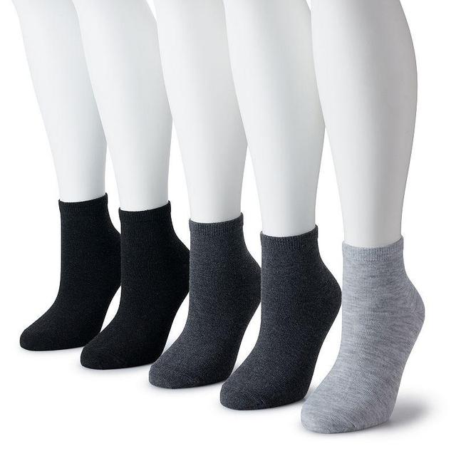 Womens Sonoma Goods For Life 5 Pack Neutral Color Quarter Socks Gray Grey Product Image