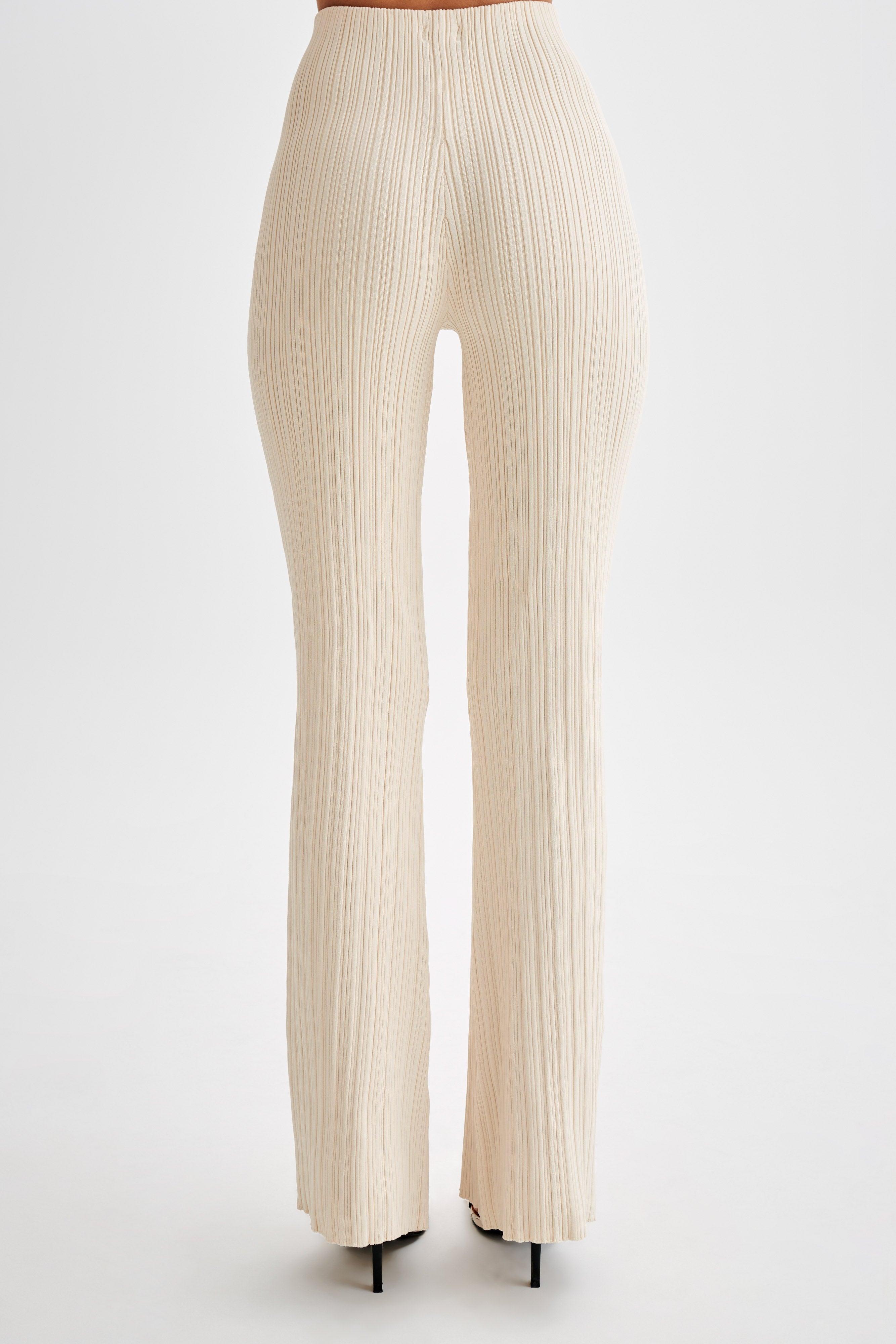 Chiara Straight Leg Rib Knit Pant - Cream Product Image