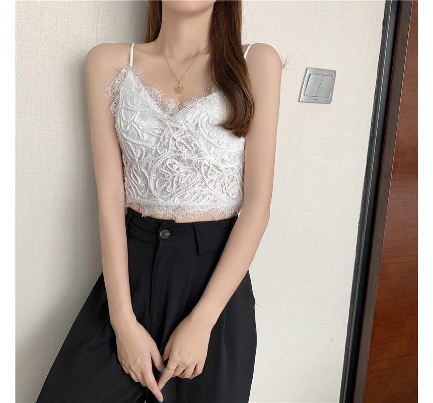 Lace Cropped Cami Top Product Image