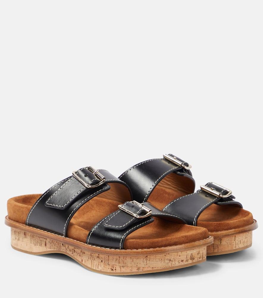 Marah Topstitched Leather Sandals In Black Product Image