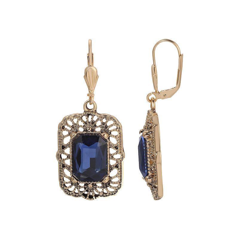 1928 Gold Tone Blue Square Leverback Earrings, Womens, Purple Product Image