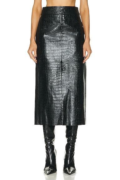 Helmut Lang Leather Midi Skirt Black. (also in ). Product Image