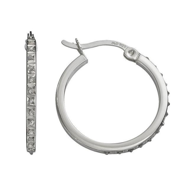 Diamond Mystique Platinum Over Silver Diamond Accent Hoop Earrings, Womens, White Product Image