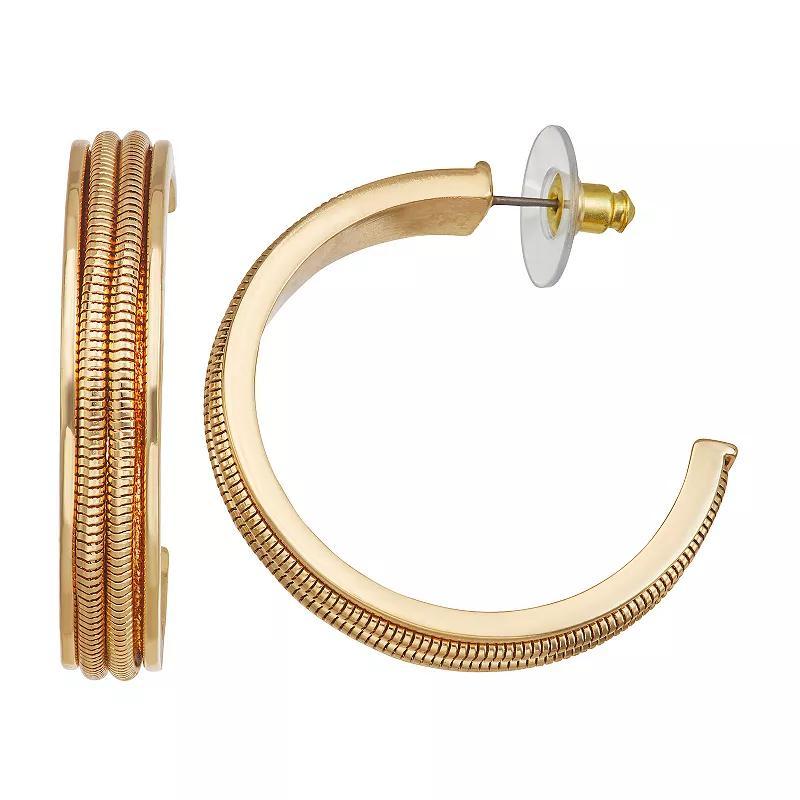 Nine West Gold Tone Layered Chain C Hoop Earrings, Womens Product Image