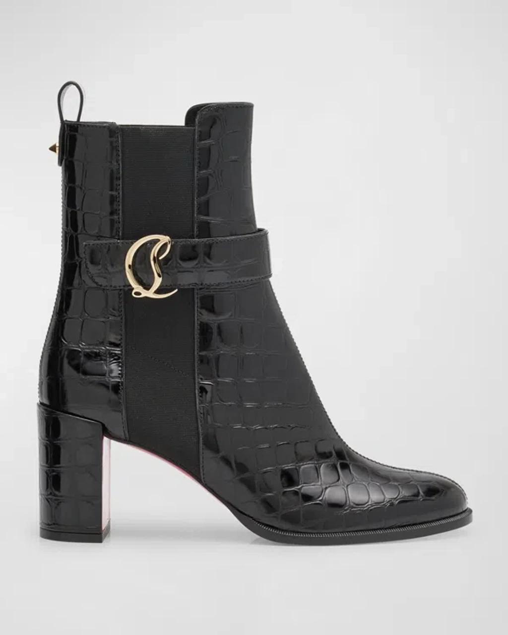 CHRISTIAN LOUBOUTIN Croc Embossed Chelsea Boot In Black product image