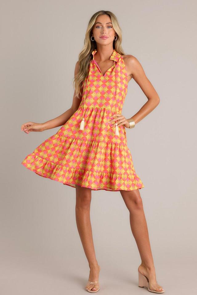 Sunset Whispers Orange Tiered Mini Dress Product Image