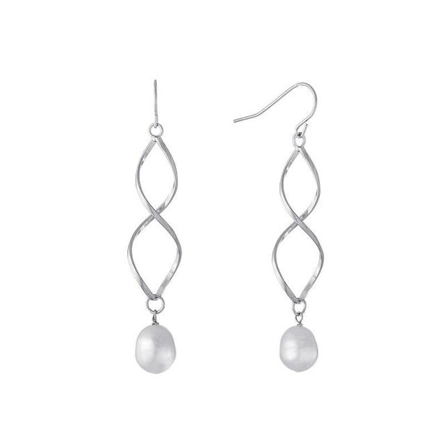 Main and Sterling Freshwater Cultured Pearl Twisted Drop Earrings, Womens, Silver Tone Product Image