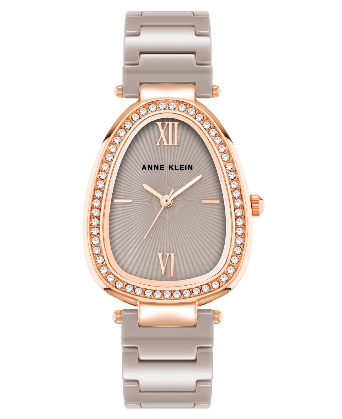 Anne Klein Womens Quartz Taupe Ceramic Link Bracelet Watch Product Image