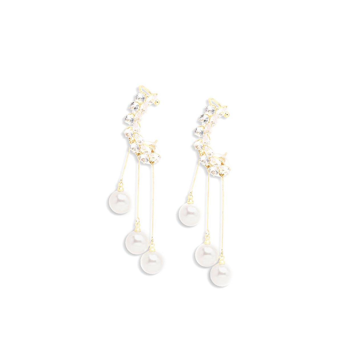 Sohi Womens White Drop Earrings Product Image