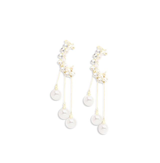 Sohi Womens White Drop Earrings Product Image