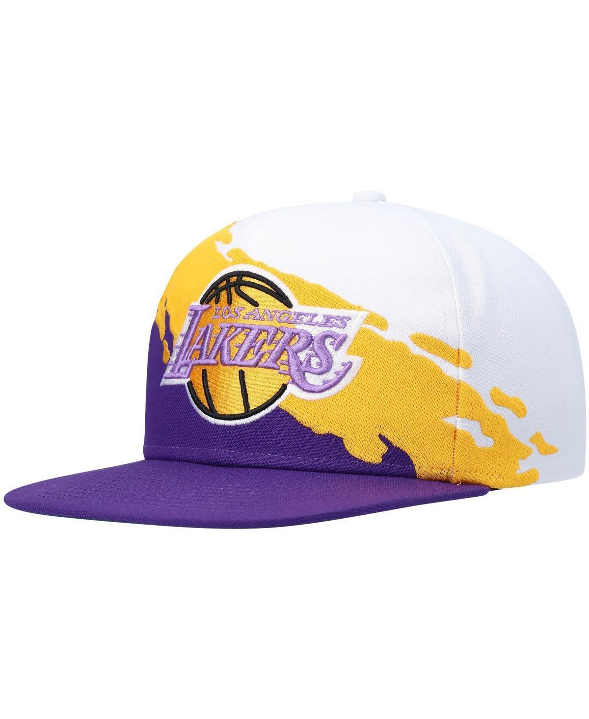 Mens Mitchell & Ness White Los Angeles Lakers Hardwood Classics Paintbrush Snapback Hat - White Product Image