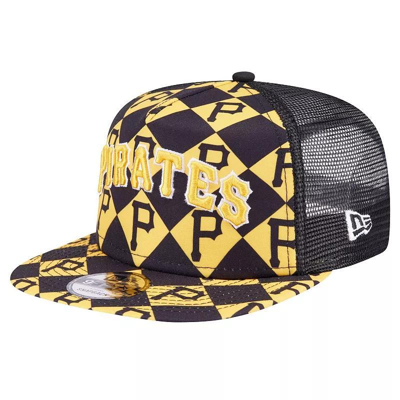 Mens New Era Pittsburgh Pirates Seeing Diamonds A-Frame Trucker 9FIFTY Snapback Hat Product Image