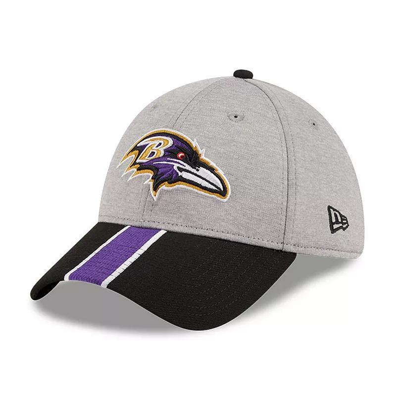 Mens New Era Heather Gray/Black Baltimore Ravens Striped 39THIRTY Flex Hat Product Image