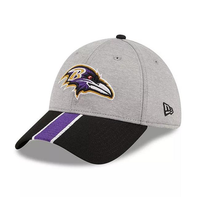 Mens New Era Heather Gray/Black Baltimore Ravens Striped 39THIRTY Flex Hat Product Image