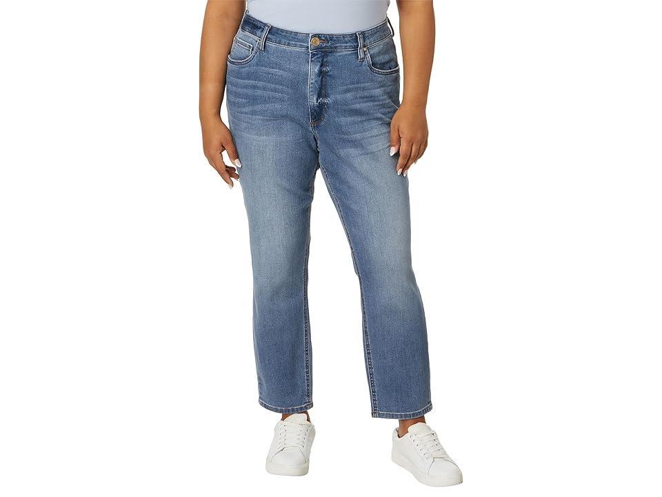 KUT from the Kloth Plus Size Naomi Girlfriend Ankle Straight Leg with Raw Hem in Converted (Converted) Women's Jeans Product Image