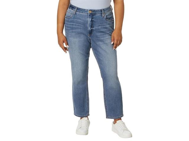 KUT from the Kloth Plus Size Naomi Girlfriend Ankle Straight Leg with Raw Hem in Converted (Converted) Women's Jeans Product Image