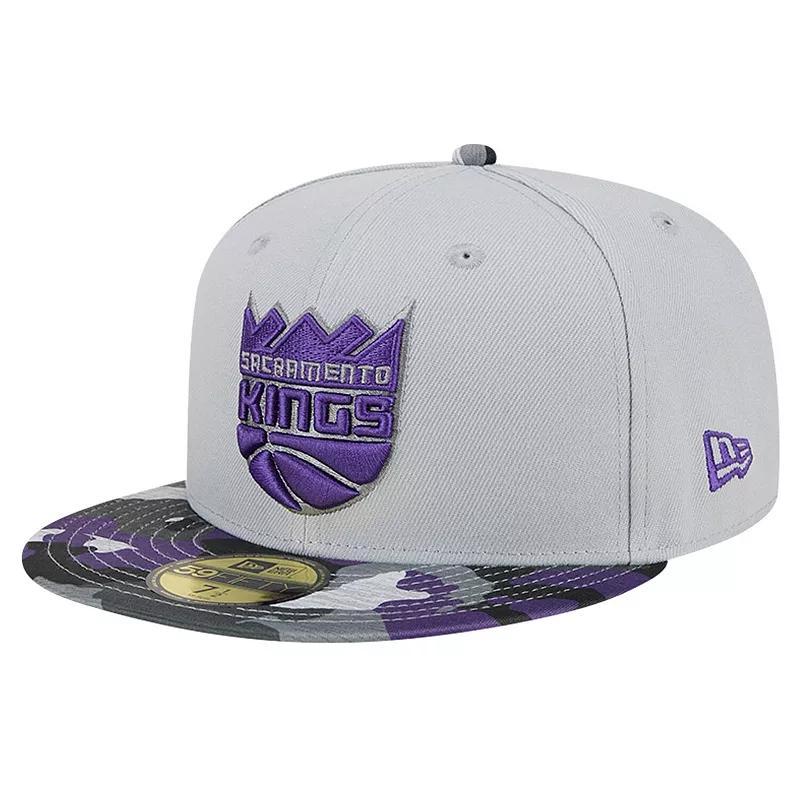 Mens New Era Gray Sacramento Kings Active Color Camo Visor 59FIFTY Fitted Hat Product Image