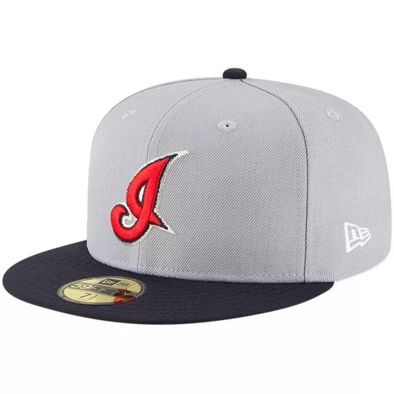 Mens New Era Gray Cleveland Indians Cooperstown Collection Wool 59FIFTY Fitted Hat Product Image