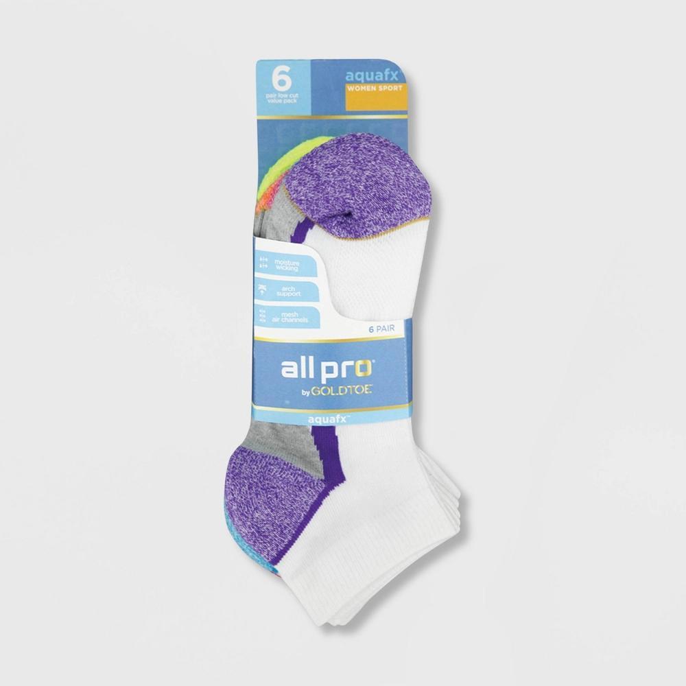 All Pro Womens Extended Size Heel & Toe Cushion 6pk Low Cut Athletic Socks - White 8-12 Product Image