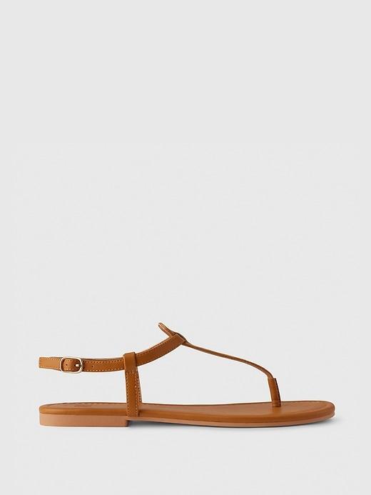 Vegan Leather T-Strap Sandals Product Image