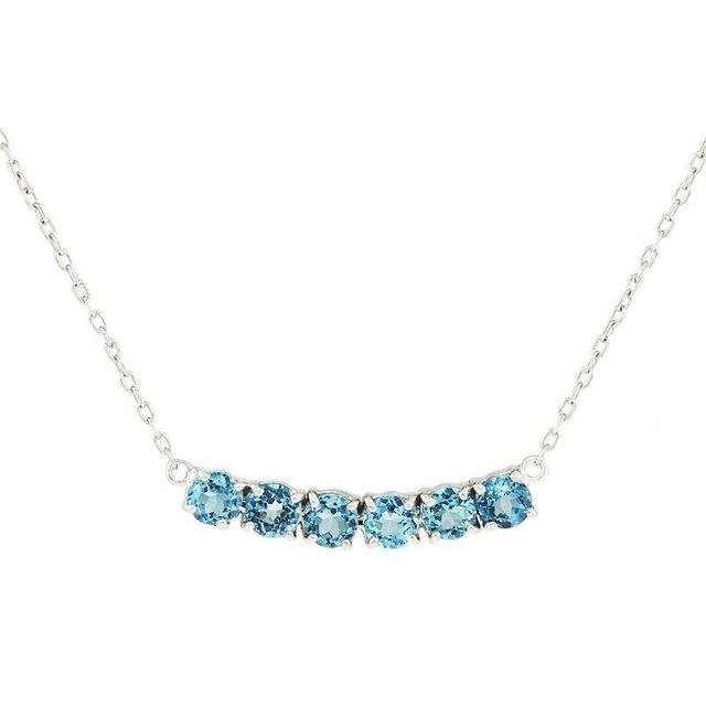 Jewelmak 14k Gold Swiss Blue Topaz Bar Necklace, Womens 14k Whgold Product Image