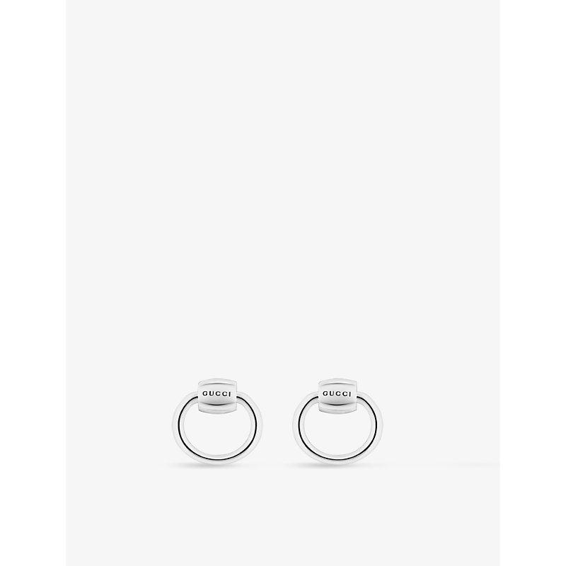 Womens Silver Logo-engraved Sterling-silver Stud Earrings In Silver Tone product image