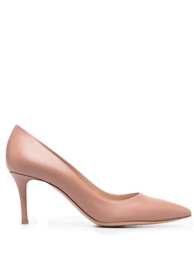 GIANVITO ROSSI Polished-finish Pointed-toe Pumps In Beige Product Image