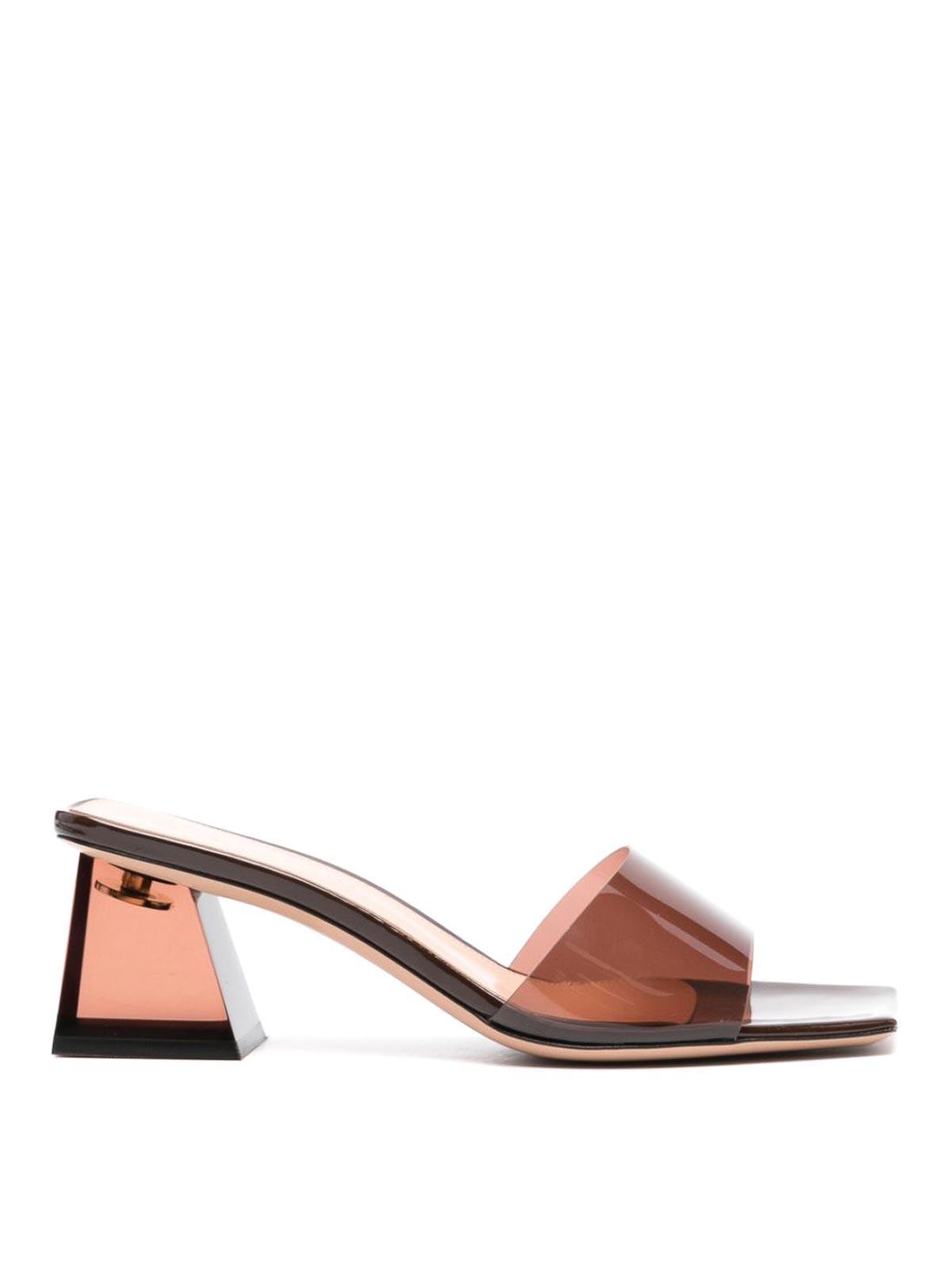 Cosmic Patent Leather Heel Mules In Brown Product Image