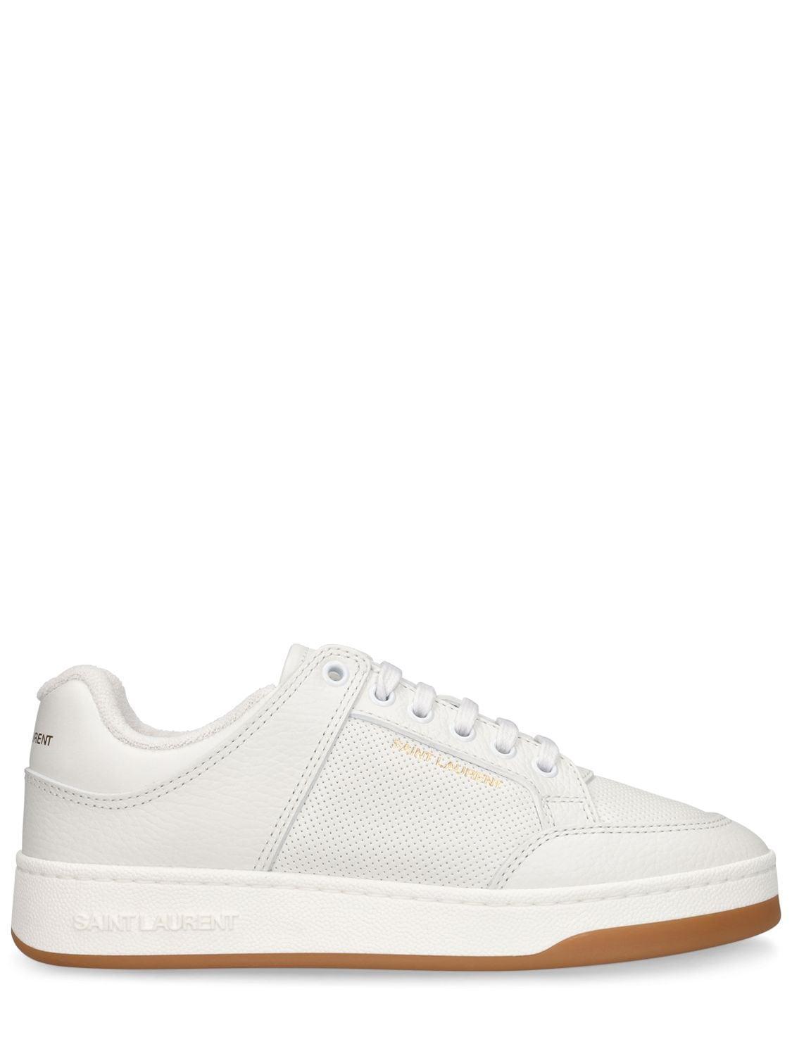 SAINT LAURENT Sl61 Logo-print Smooth And Textured-leather Sneakers In White Product Image