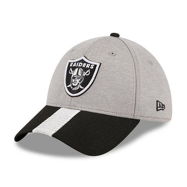 Mens New Era Heather Gray/Black Las Vegas Raiders Striped 39THIRTY Flex Hat Grey Product Image