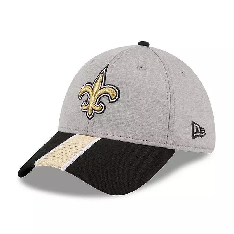 Mens New Era Heather Gray/Black New Orleans Saints Striped 39THIRTY Flex Hat Product Image