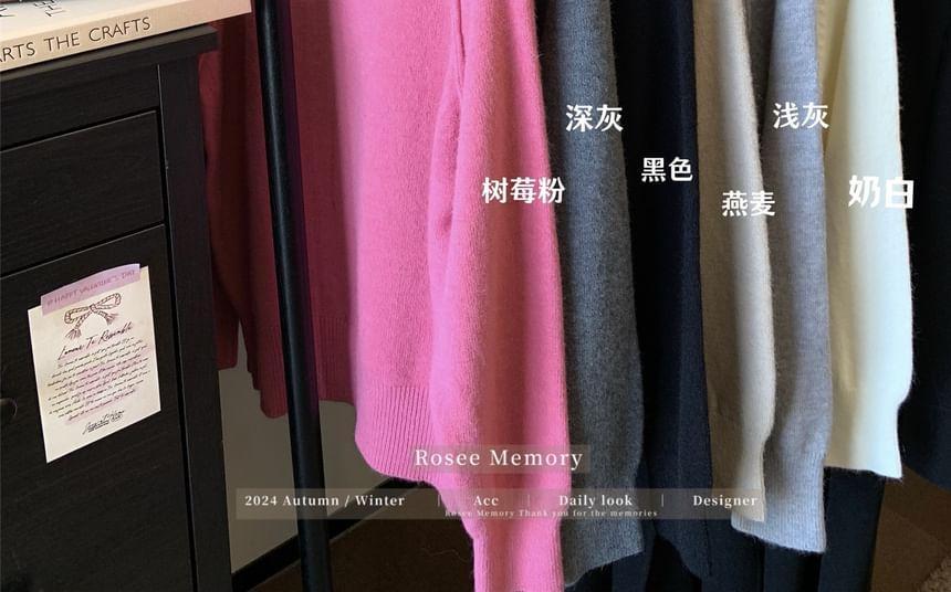 Round Neck Plain Sweater Product Image