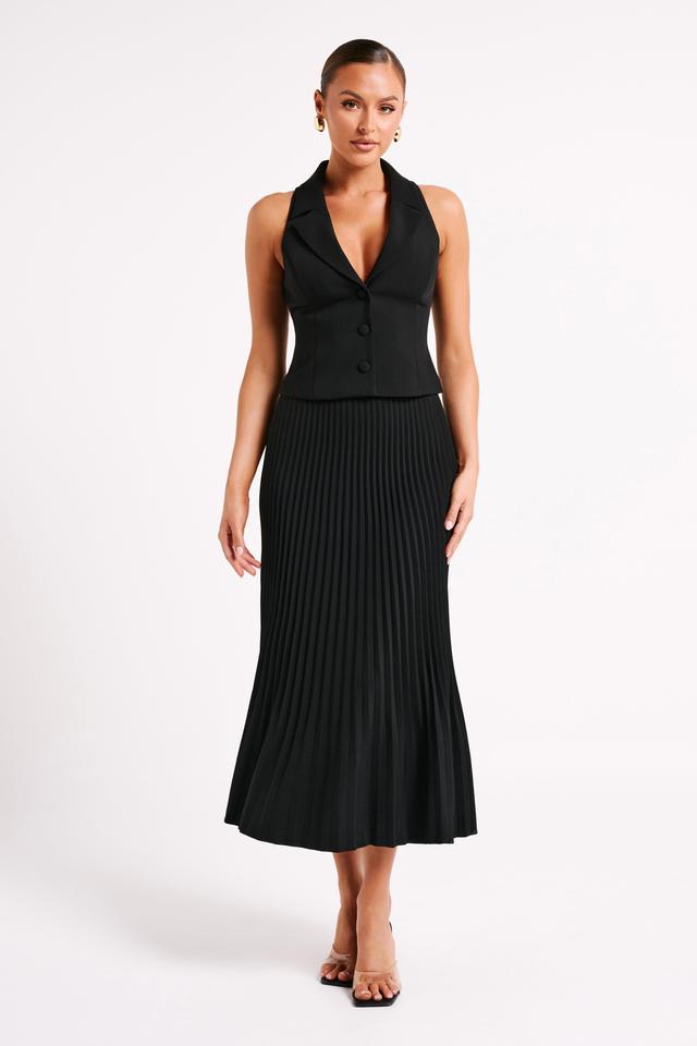 Twyla Pleated Suiting Maxi Skirt - Black Product Image