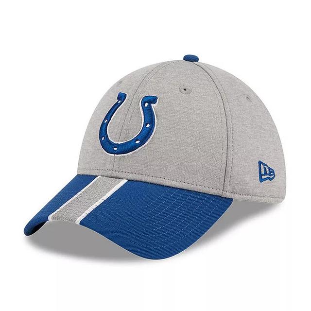 Mens New Era Heather Gray/Royal Indianapolis Colts Striped 39THIRTY Flex Hat Product Image