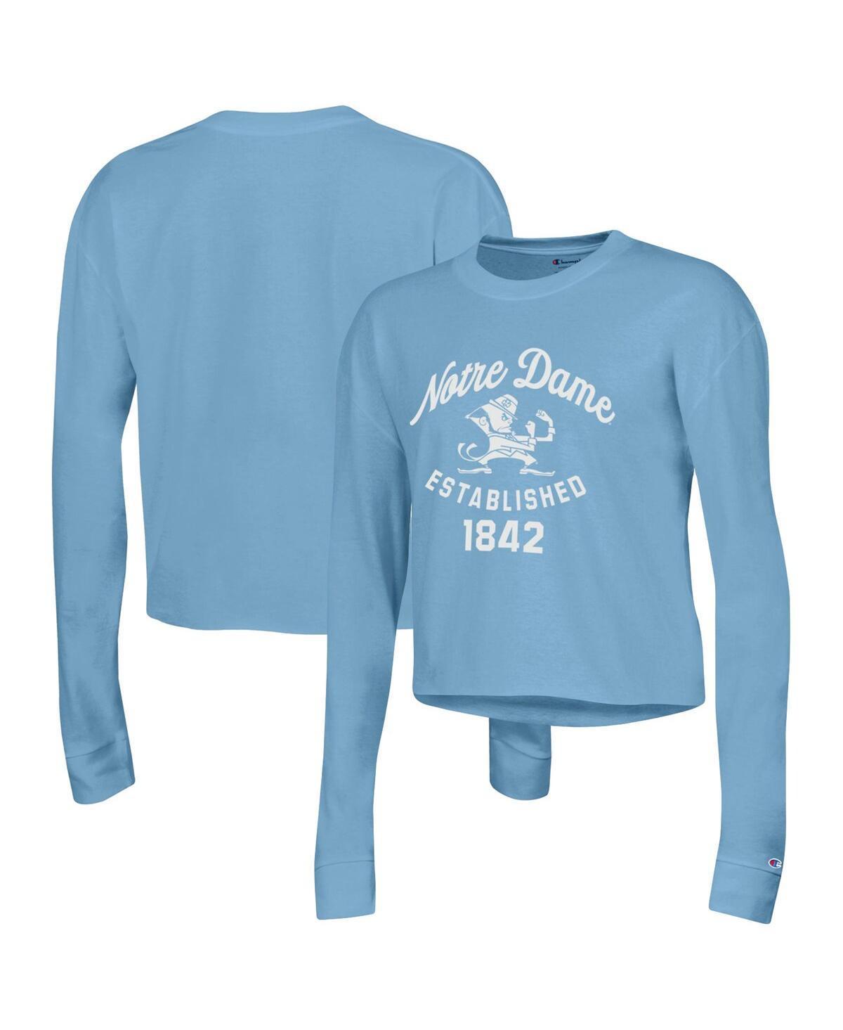 Womens Champion Blue Notre Dame Fighting Irish Boyfriend Cropped Long Sleeve T-shirt Product Image