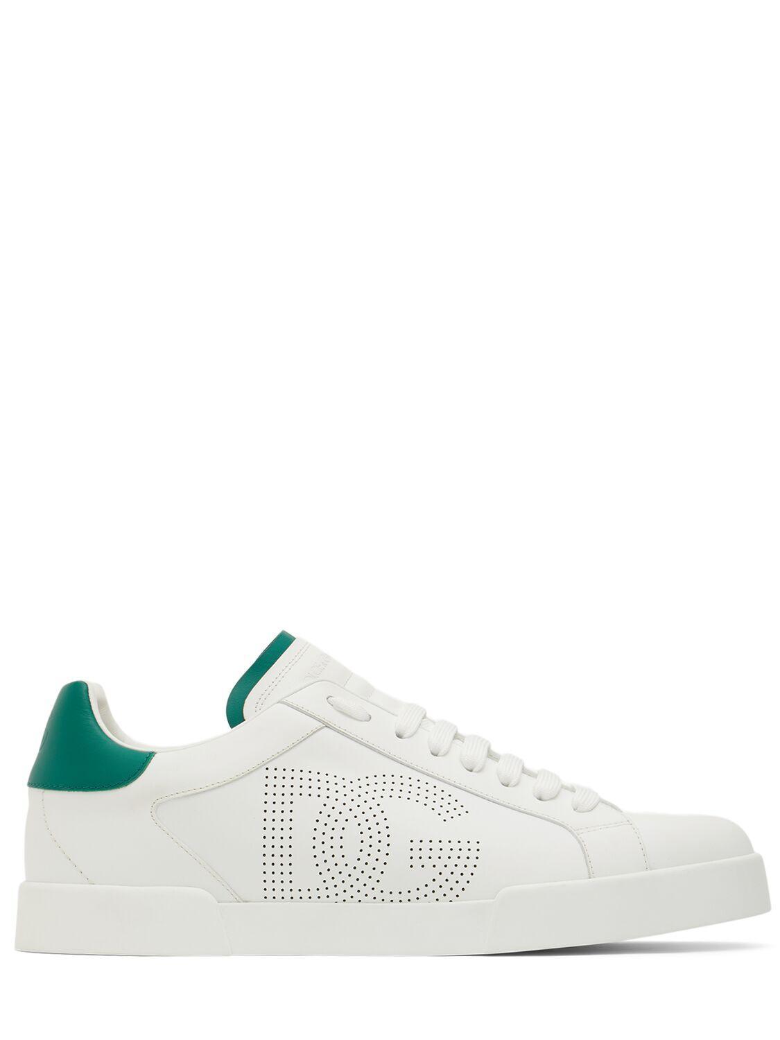 Portofino Low Top Sneakers In Bianco,smeraldo Product Image