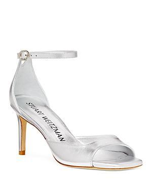 Nudistia Metallic Ankle-strap Sandals In Silver Product Image