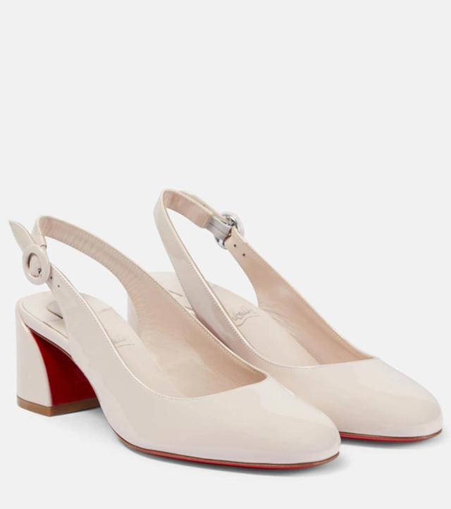 CHRISTIAN LOUBOUTIN So Jane Patent Red Sole Slingback Pumps In Leche Product Image