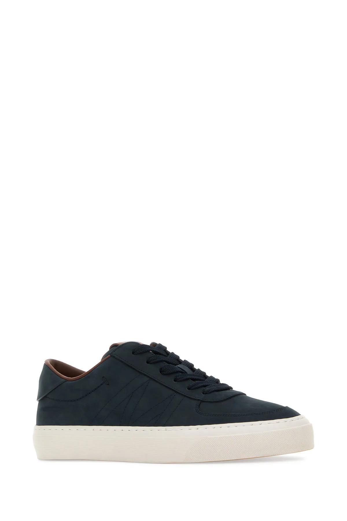 Midnight Blue Leather Monclub Sneakers In Dark Blue Product Image