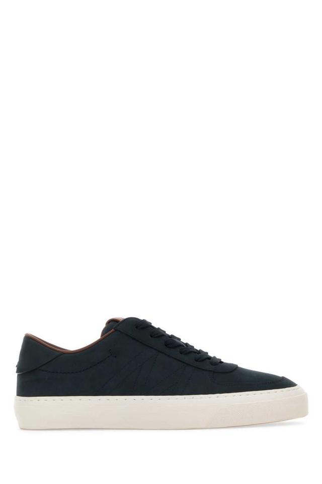 Midnight Blue Leather Monclub Sneakers In Dark Blue Product Image