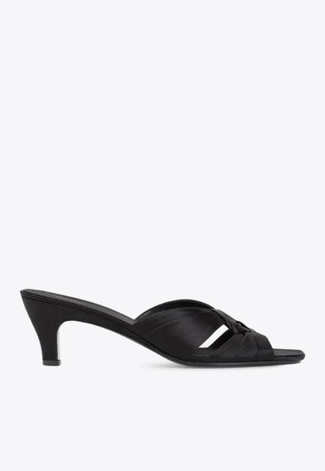 THE ROW 65 Soft Knot Satin Sandals In Black Product Image